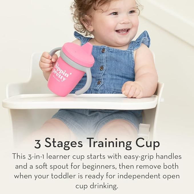 Bella Tunno Sippy Cup, Silicone Training Cup with Transition Handles for Infants, Toddlers & Kids, Babies 6-12 Months & Toddlers 1-3 Years, Boys & Girls, I Like Big Cups, 8 oz