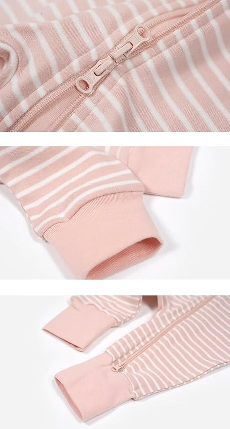 Teach Leanbh Toddler Baby Boys Girls 2-Pack Pajamas Cotton 2 Way Zipper Long Sleeve Footless Romper Sleep and Play