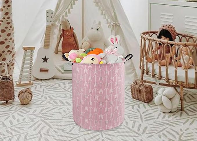 Round Laundry Hamper Storage Basket Laundry Organizer Hamper Storage Bins Clothes and Toys Box Nursery Hamper Gift Basket For Kids with Handles