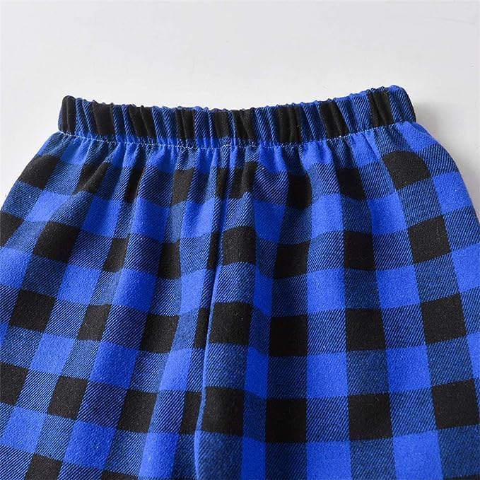 Schbbbta Kids Pajamas Set, Plaid Button Down Pjs for Girls & Boys, 9 Months - 14 Years
