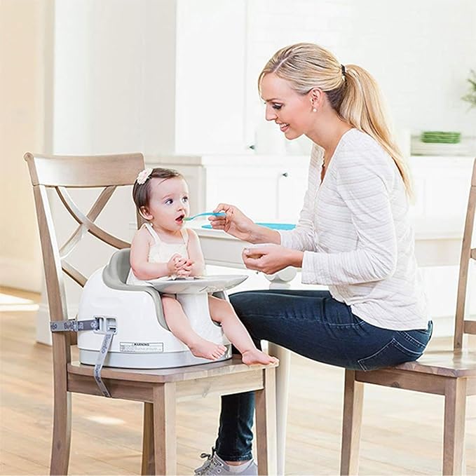 Bumbo 3-in-1 Multi-Seat for 6 to 36 Months, Travel Baby Feeding & Play Floor Seat, All-in-One Portable Booster with Tray & Toddler High Chair, Cool Grey