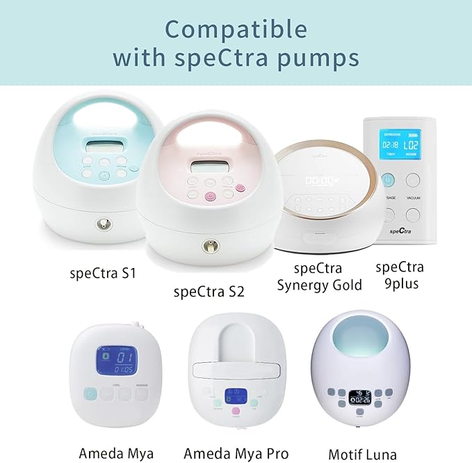 Pump Parts Compatible with Spectra S1/S2/9 Plus, Not Original Accessories, Full Set Replacements Include 18mm Flanges, Duckbill Valves, Backflow Protectors, Tubings and Bottles