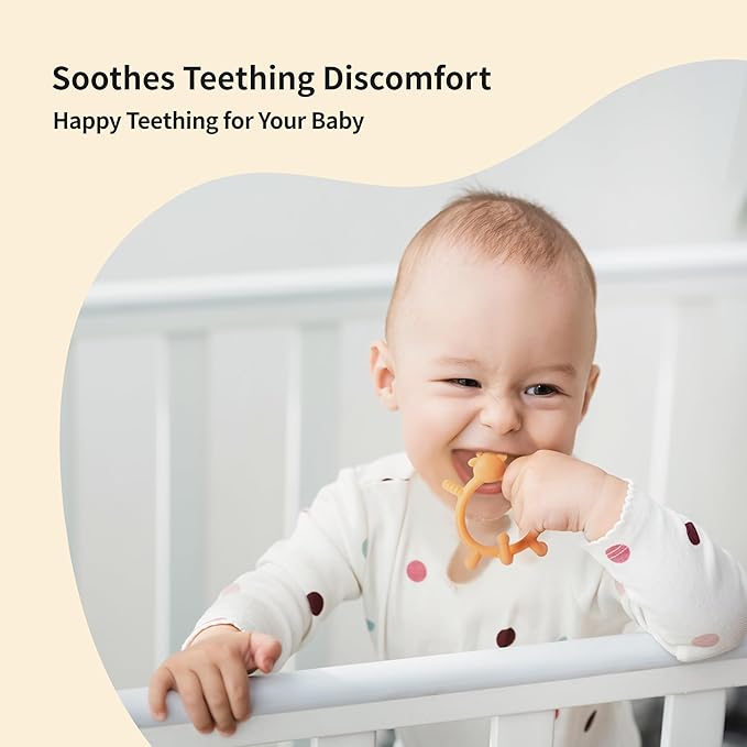 Pigeon Silicone Baby Teether – Multi-Textured Teething Relief Toys, Lightweight & Easy to Grasp, 6+ Months (Orange Deer, 1 Count)