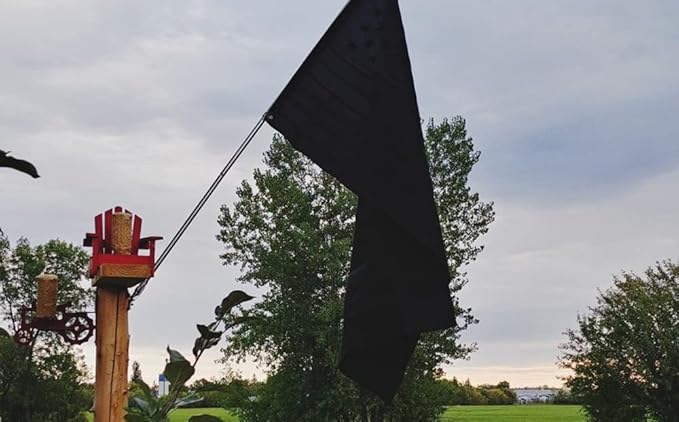 All Black American Flag 3x5 Outdoor Heavy Duty Nylon Flags with Embroidered Stars/Sewn Stripes/Strong Brass Grommets