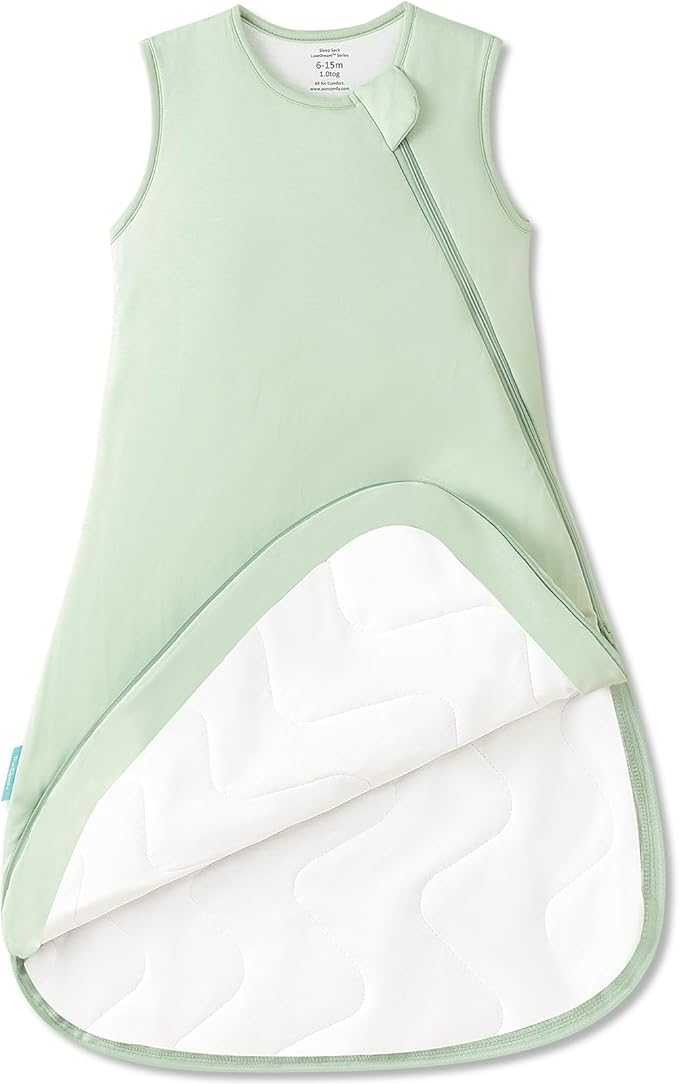 PurComfy Supersoft Sleep Sack 1.0 TOG, Premium Bamboo Viscose Baby Sleeping Bag 2-Way Zipper Sleep Sack Baby Wearable Blanket