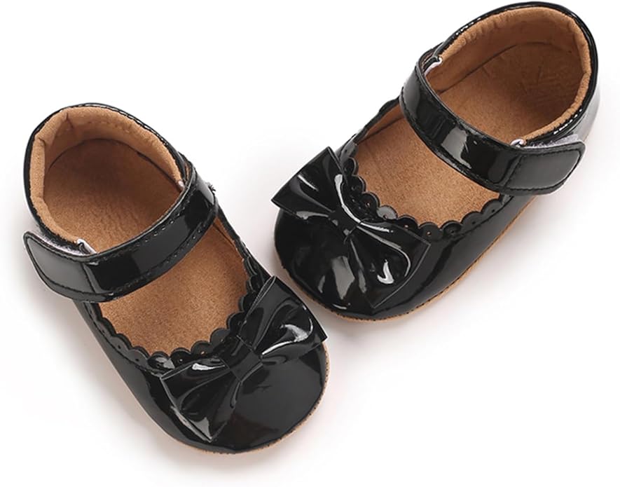 COSANKIM Baby Girls Mary Jane Flats Shoes Anti-Slip Rubber Sole Infant Toddler Princess Wedding Dress Shoes