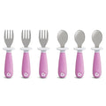Munchkin® Raise™ Toddler Fork and Spoon Utensil Set, Rest Keeps Tip Off Table, BPA Free, 6 Pack, Purple