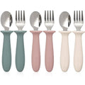 VITEVER 6 Pieces Toddler Utensils, Kids Silverware Set with Silicone Handle, Children Safe Spoons and Forks, 18/8 Stainless Steel, Food-grade Silicone - Dishwasher Safe