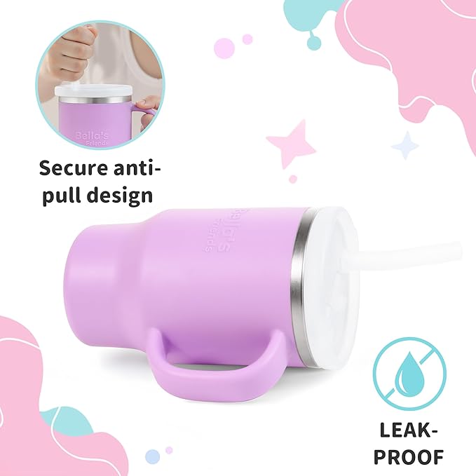 Bella's Friends Handy Mini Tumbler – Adorable 9 oz Sippy Cup for Toddlers 1-3 years old, Flexible Straw, Stainless Interior & Silicone Body, Leak‑Proof, Dishwasher Safe, Ideal for Travel or At Home