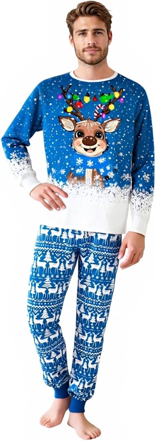 Awoscut Christmas Family Matching Pajamas Christmas Pjs Holiday Nightwear Sleepwear Sets Long Sleeve Pjs