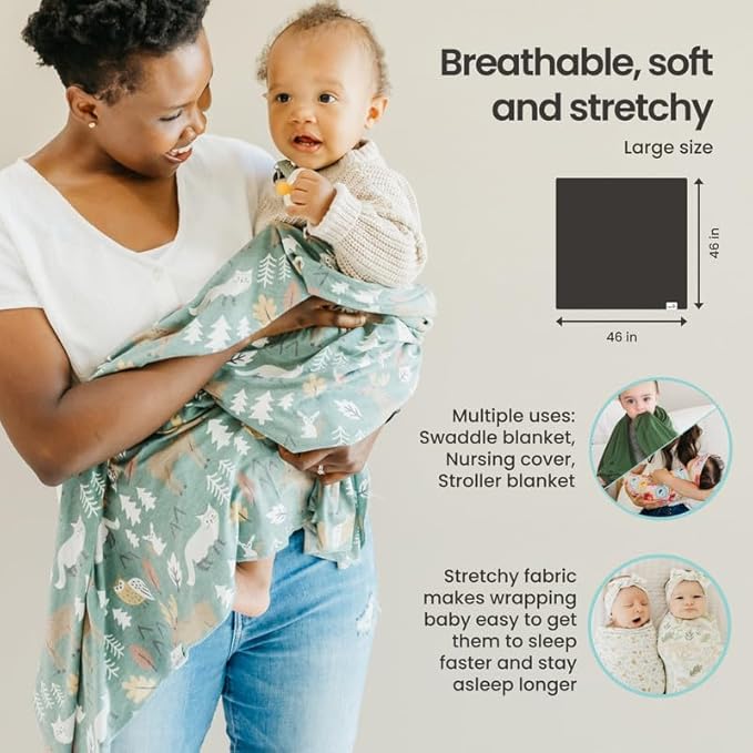 Copper Pearl Baby Swaddle Blanket - Premium Knit Baby Blanket, Large Soft Stretchy Receiving Blankets for Baby Boy and Girl, Swaddles for Newborn, Infant, and Toddler (Moss)