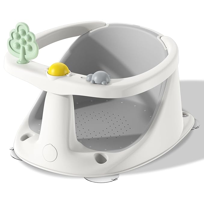 Baby Bath Seat for Babies 6 Months & Up, Non-Slip Bath Seats for Babies Sitting up,Bath tub Seat with Suction Cups,Safe & Comfortable Bath Chair Baby, Gray