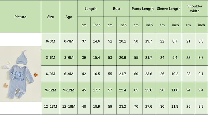 Fernvia Newborn Baby Boy Clothes Letters Print Bodysuit 3 6 9 12 18 Months Long Sleeve Jumpsuit with Hat 2PCS Outfits Set