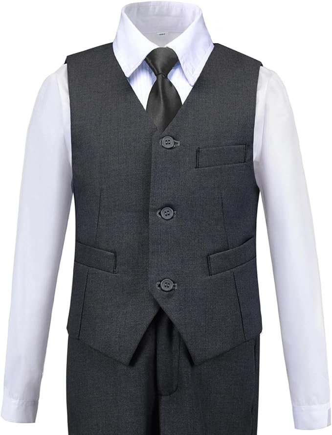 Boys Suit for Kids Tuxedo Suits for Wedding Formal Suit Set Toddler Boy Dress Outfit with Shirt and Tie