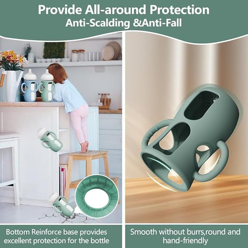 2 Pack Silicone Sleeves for Avent Natural Glass Bottles, Anti Breakage Baby Bottle Protector with Easy-Grip Handle, Compatible Philips Avent Glass Natural Bottle 8 oz, Not for Infant Use