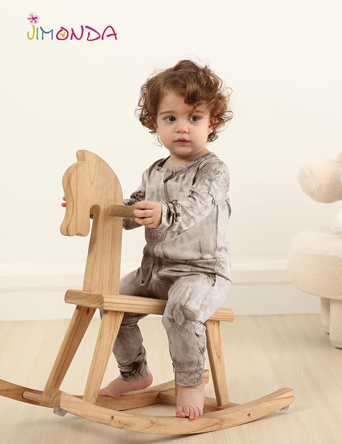 Jimonda Baby Girls Boys Footless Pajamas,Rayon From Bamboo Pjs 2 Way Zipper Long Sleeve Soft Sleeper,Infant Tie-dye Romper
