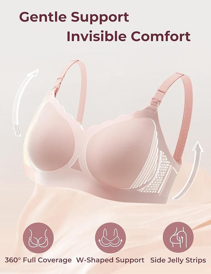 Momcozy 4-in-1 Hands-Free Pumping Bra with Cooling Fabric & Jelly-Strip Support, Nursing & Breast Pump Bra for All-Day Wear
