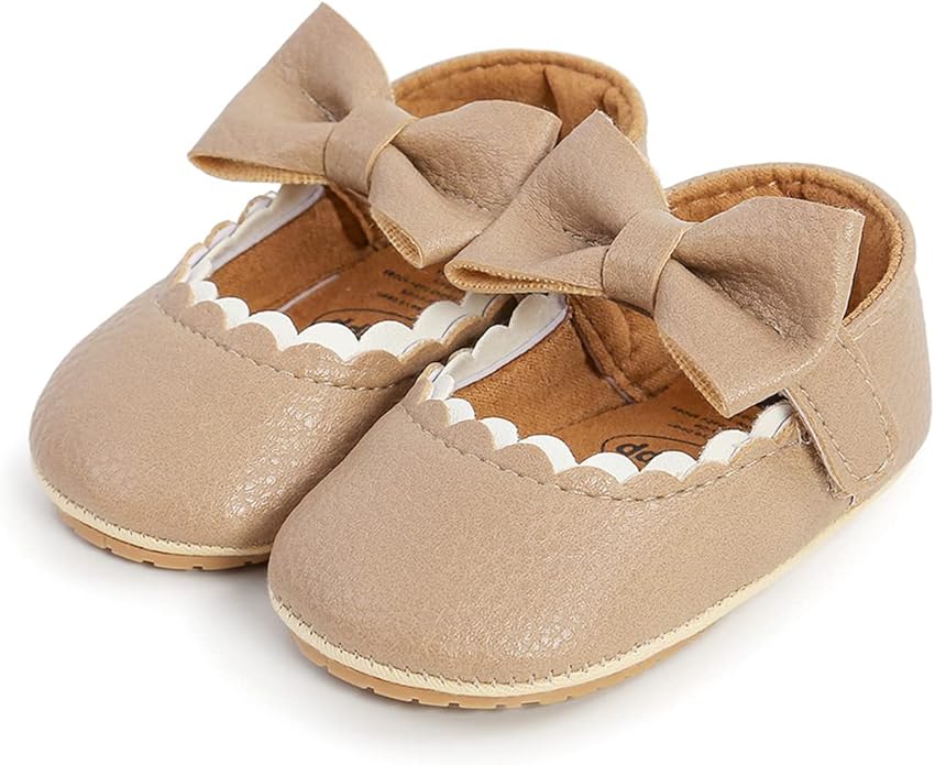 COSANKIM Baby Girls Mary Jane Flats Shoes Anti-Slip Rubber Sole Infant Toddler Princess Wedding Dress Shoes