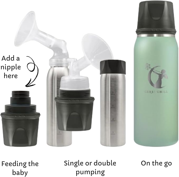 CERES CHILL OG Breastmilk Chiller Bundle with Straw Lid & Infuser – 12–34oz Portable Breast Milk Cooler & 2 Storage Bottles with Universal Pump Adapters – In Plain Sight Camo