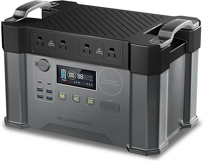 2000w Portable Power Station, 1500Wh MPPT Battery Backup, S2000 Solar Generator with 4 AC Outlets(Peak 4000w), Solar Power Bank for 11 Devices, for Home Use, Outdoor Camping, Traveling, RVs