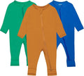 GUISBY Baby Pajamas with Mitten Cuffs - 3Pcs Girls Boys 2 Way Zipper Long Sleeve Rayon Sleepers