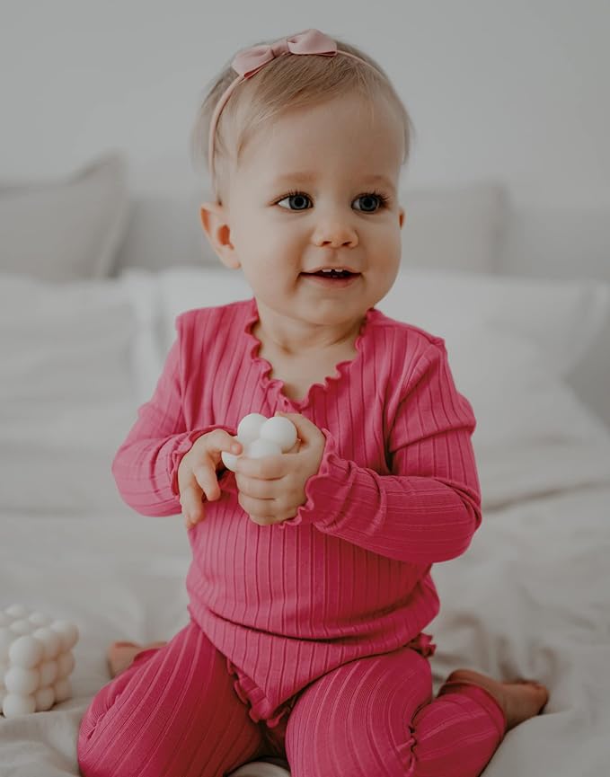 VAENAIT BABY 6M-12Y Infant Kids Toddler Junior Girls Soft Comfy Modal Tencel Shirring Sleepwear Pajamas 2pcs Set