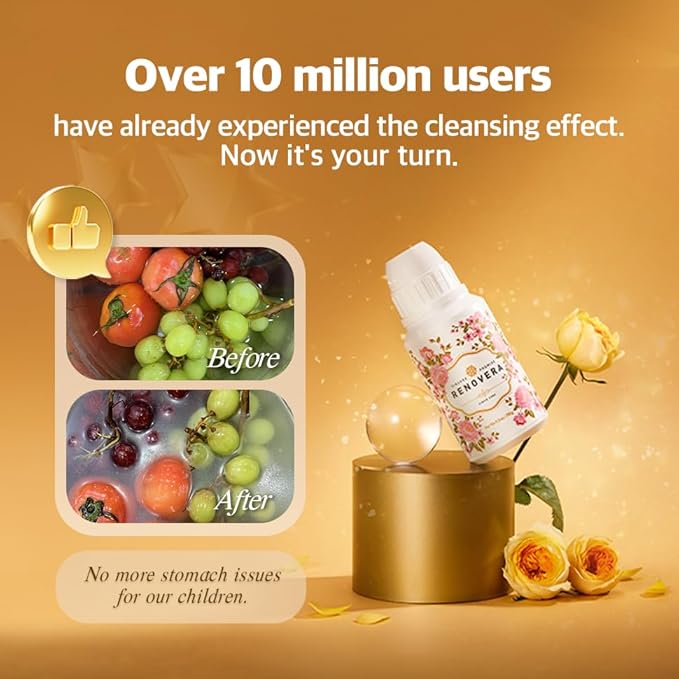 Fruit & Vegetable Wash | Gentle Enough for Baby Food, 1 Bottle Lasts 1 Year, Single Ingredient, Removes Residues, Calcium Helps Keep Produce Fresh 20x Longer
