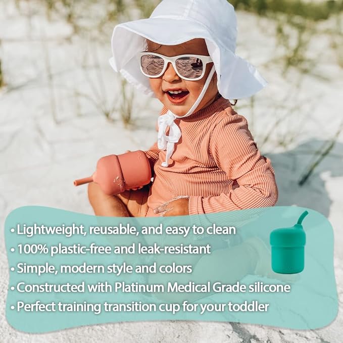 Pura my-my Silicone Straw Cup | Spill Proof, Reusable, Food Grade Silicone, Plastic-Free | For Kids, Toddlers, Babies & Infants - (Mint)
