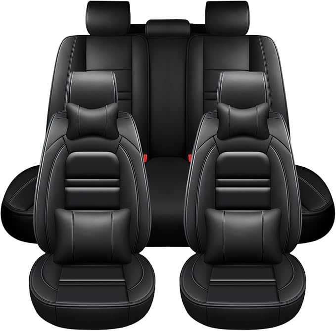 Car Seat Covers for Hyundai Car Elantra 2001-2025 | 5-Seats Seat Covers, Waterproof Seat Protectors, Automotive Seat Covers (Full Set with Pillow,Black)