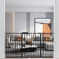WAOWAO Baby Gate 57.48-62.20" Extra Wide Pressure Mounted Walk Through Swing Auto Close Safety Black Metal Toddler Kids Child Dog Pet Puppy for Stairs,Doorways,Kitchen