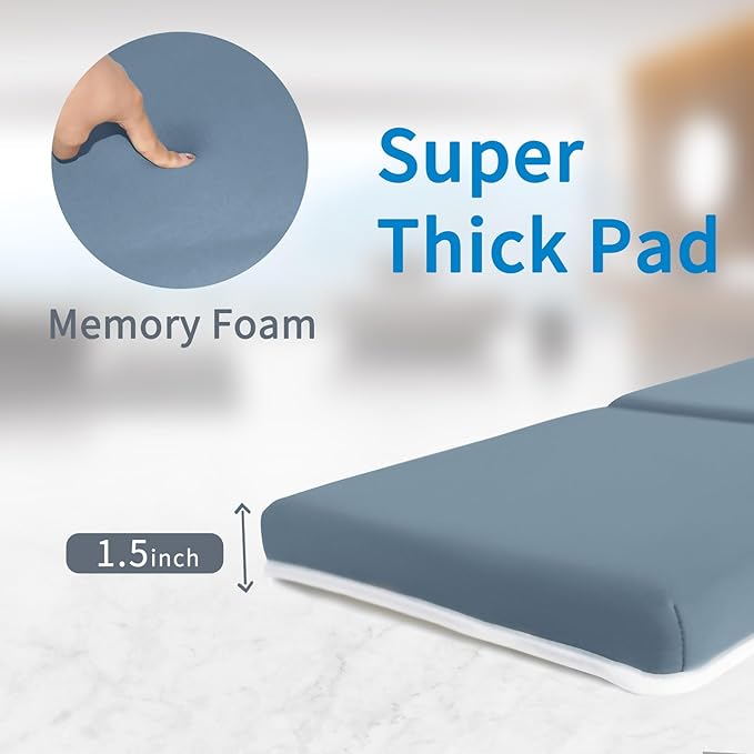 JJGoo Bath Kneeler with Elbow Rest Pad Set, 1.5 inch Kneeling Pad Mat for Bathtub Baby Bathing Parents, Painless Foam Mat with Toy Organizer Pockets, Non-Slip for Baby and Toddler Bathing