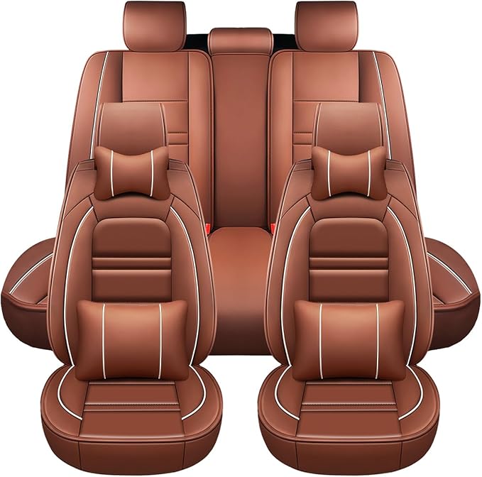 Car Seat Covers for Audi a3 2006-2025 | 5-Seats Seat Covers, Waterproof Seat Protectors, Automotive Seat Covers (Full Set with Pillow,Coffee)