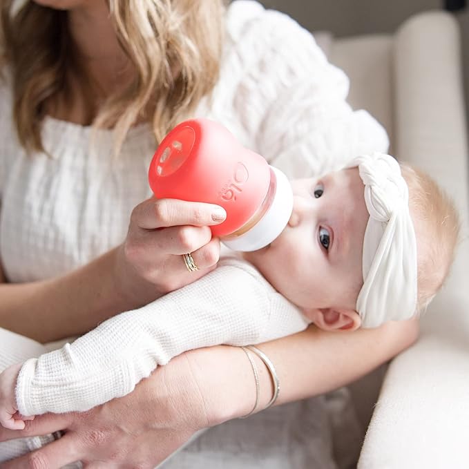 Olababy Silicone Sleeve for Avent Natural Glass Baby Bottles (4 oz, Green)