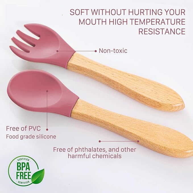 Bamboo Suction Plates for Babies and Bamboo Plates For Kids Baby Feeding and Weaning (Pink)