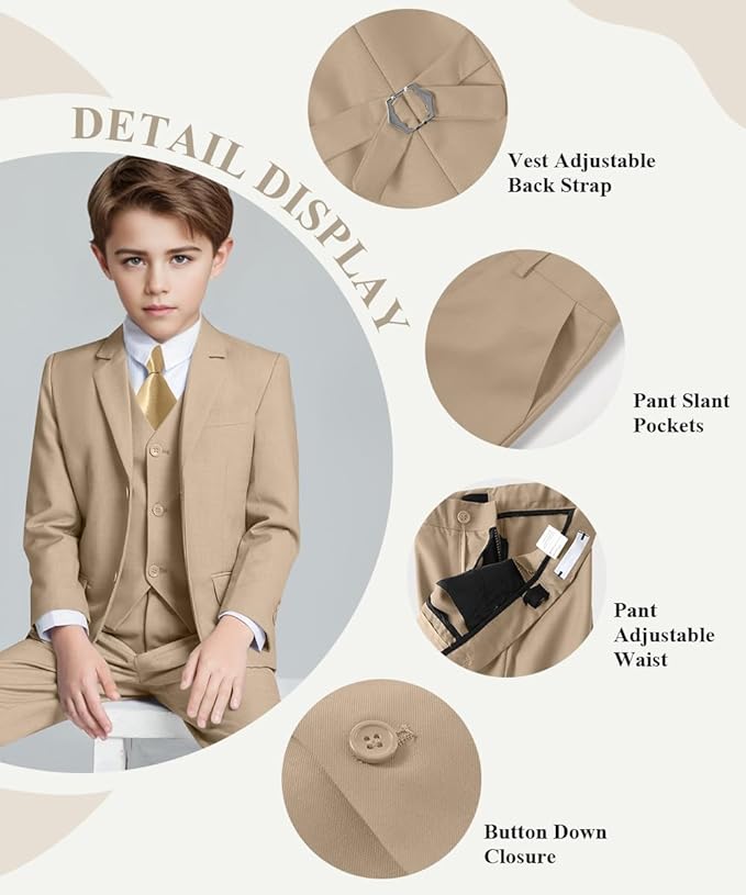 Visaccy Boys Suits Slim Fit Dress Clothes Ring Bearer Outfit