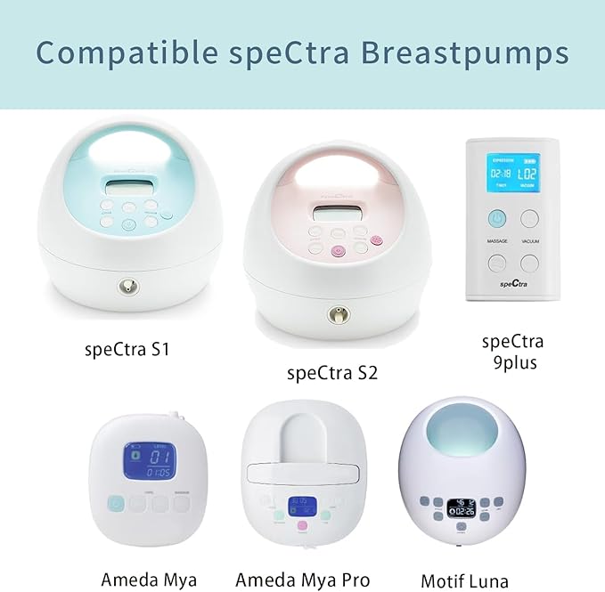 Pump Parts Compatible with Spectra S1/S2/9 Plus, Not Original Accessories, Full Set Replacements Include 13mm Flange, Duckbill Valve, Backflow Protector, Tubing and Bottle