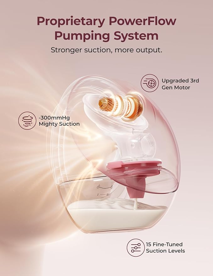 Momcozy Wearable Breast Pump, Hands Free Upgraded Mobile Flow | M9, App Discreet Control with Personalized Multi-Modes & 15 Levels, Wearable Breast Pump 24mm, 2 Pack Cozy Red