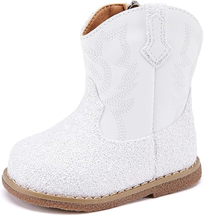 BMCiTYBM Baby Cowboy Cowgirl Boots Infant Western Shoes Boys Girls Round Toe Boots All Seasons 6-24 Months