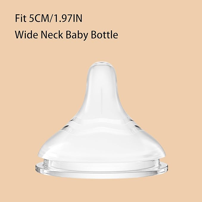 Silicone Bottle Nipple, Anti Colic Nipples for Baby, Natural Feel, M, 3 Months+, 4 Counts
