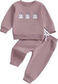 Fernvia Toddler Baby Girl Clothes 3 6 9 12 18 24 Months Fall Outfits Solid Long Sleeve Sweatshirt Tops + Pants Set