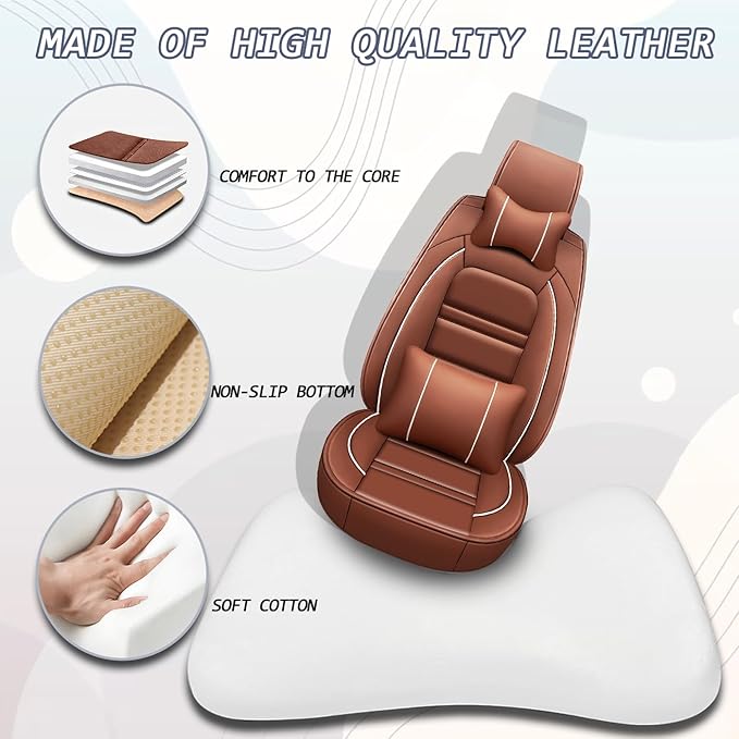 Car Seat Covers for Buick Encore 2013-2022 | 5-Seats Seat Covers, Waterproof Seat Protectors, Automotive Seat Covers (Full Set with Pillow,Coffee)
