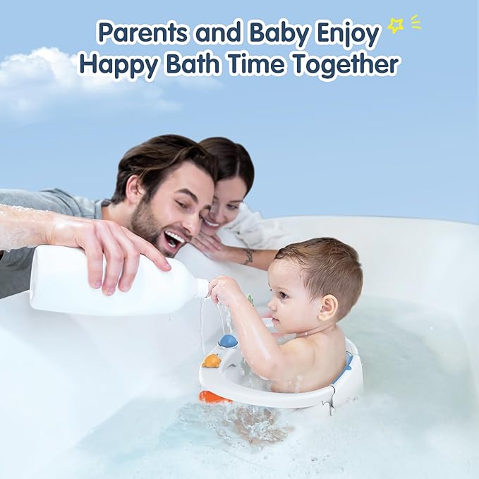 Baby Bath Seat for Babies 6 Months & Up, Non-Slip with Suction Cups, Safe & Comfortable Infant Bath Seat for Bathtub, Blue