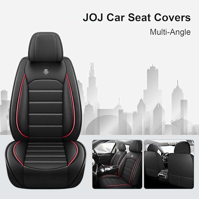 JOJ Car Seat Cover Fit for Toyota Highlander 2001-2025,7 Seat Car Seat Cover,No-Slip Waterproof Breathable Faux Leather Automotive Seat Covers Auto Interior Covers,Full Set,Black Red