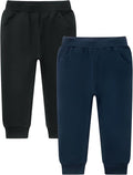 GFQLONG 2/3 Pack Toddler Pants Sweatpants Boys Cotton Joggers, Athletic Pull on Sweat Pants with Pockets for Kids Clothes