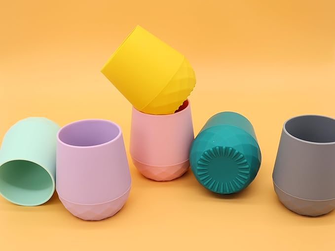 2 Pack Tiny Cup for 4+ Months | Silicone Baby Cups 6-12 Months, Infant Training Open Cup for Baby Led Weaning Supplies, 2oz (Aquamarine)