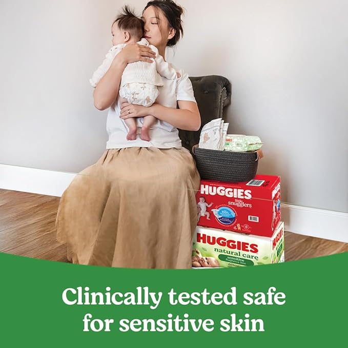 Huggies Natural Care Sensitive Baby Wipes, Unscented, Hypoallergenic, 99% Purified Water, 15 Flip-Top Packs (960 Wipes Total)