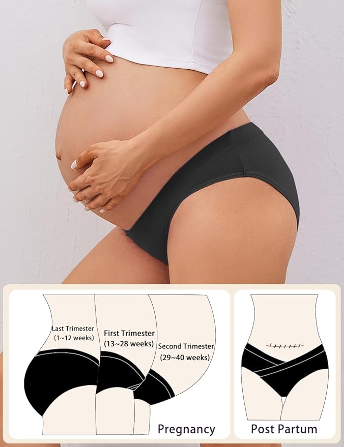 Molasus Cotton Crossover Maternity Underwear Under Bump Pregnancy Bikinis Panties