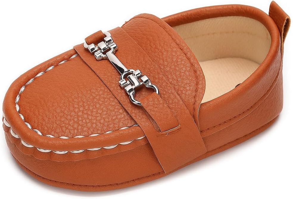 LONSOEN Baby Girls Boys Loafers Prewalker Dress Crib Shoes