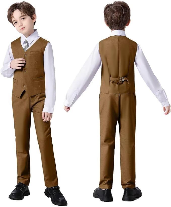 Boys Suit Set Slim Fit Kids Formal Suits Toddler Tuxedo Wedding Prom Classic Suits for Boy Teen Black Blue Dress Outfit