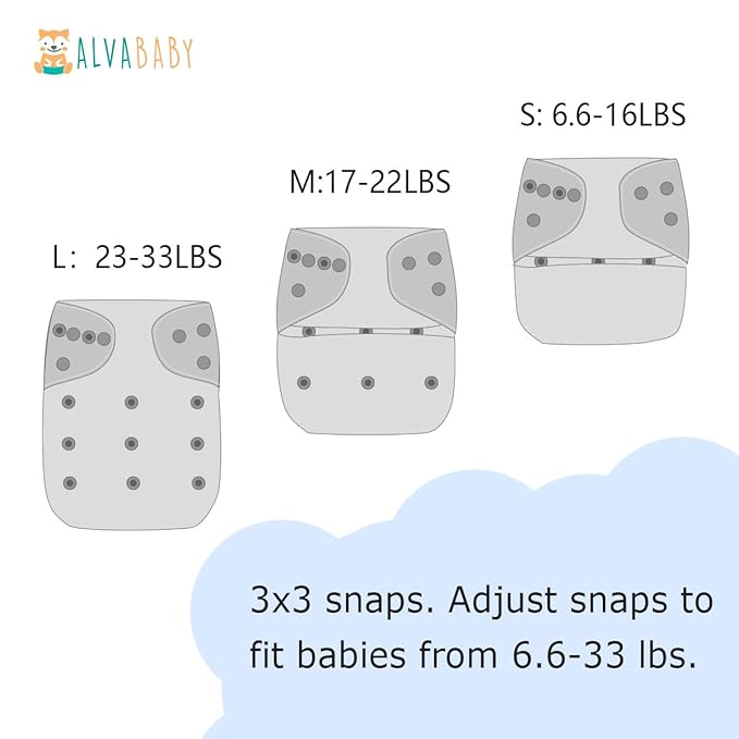ALVABABY Baby Cloth Diapers 6 Pack with 12 Inserts Cloth Diaper Covers Adjustable Washable Reusable for Baby Girls and Boys 6DM128A